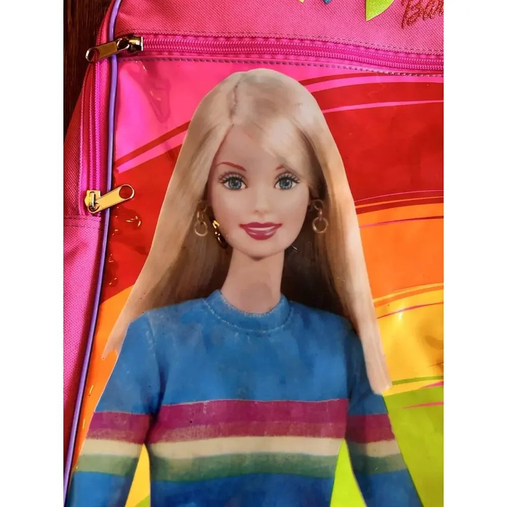 Y2K 90's Barbie Pink Fashion Backpack Rainbow School Mattel Barbiecore Vintage